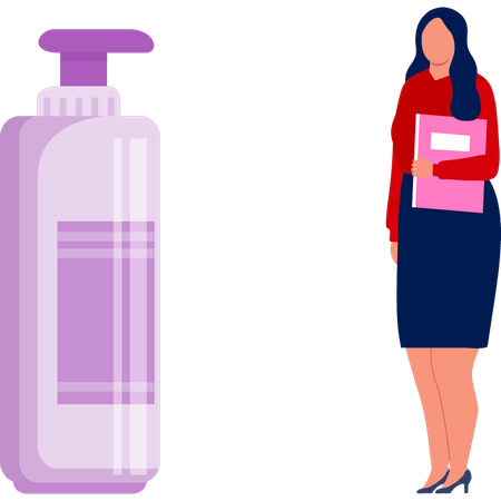 Girl standing with scent spray  Illustration
