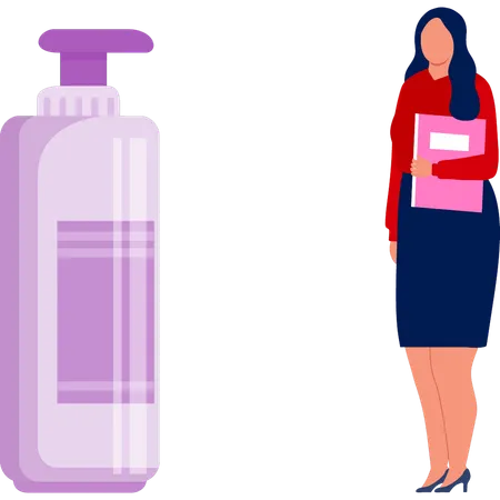 Girl standing with scent spray  Illustration
