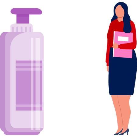 Girl standing with scent spray  Illustration