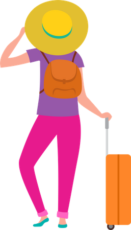 Girl standing with travel bag  Illustration