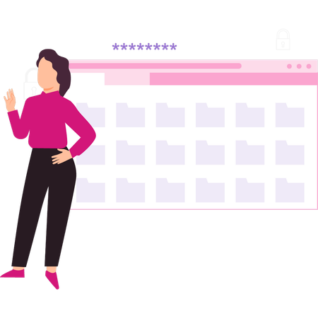 Girl Standing With Web Folder  Illustration