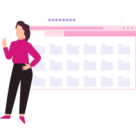 Girl Standing With Web Folder  Illustration