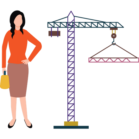 Girl stands in the energy industry  Illustration