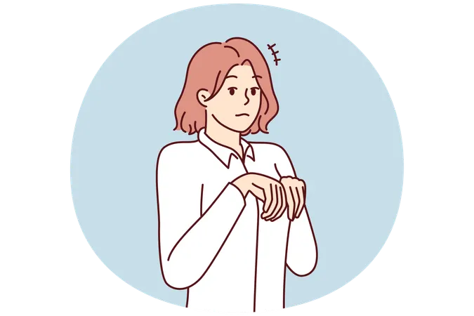 Girl stands like puppy  Illustration