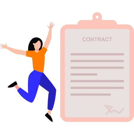 The Girl Stands Near The Contract Board Illustration