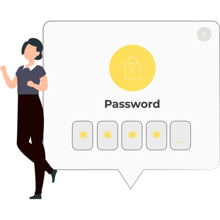 The Girl Stands Next To The Bubble Password Illustration