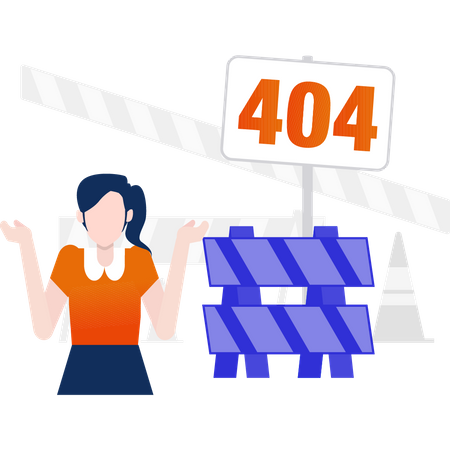 Girl standup near 404 block error  Illustration