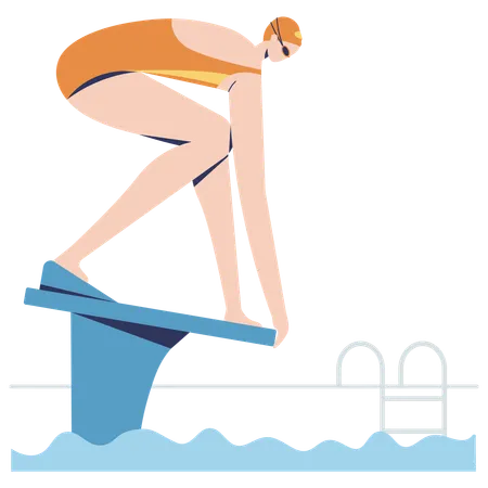 Girl Starting Dive in swimming  Illustration