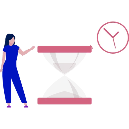 Girl starts hourglass  Illustration