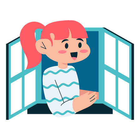 Girl Stay At Home  Illustration