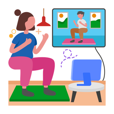 Girl Stay Fit with Workout Companion  Illustration