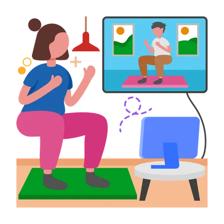 Girl Stay Fit with Workout Companion  Illustration