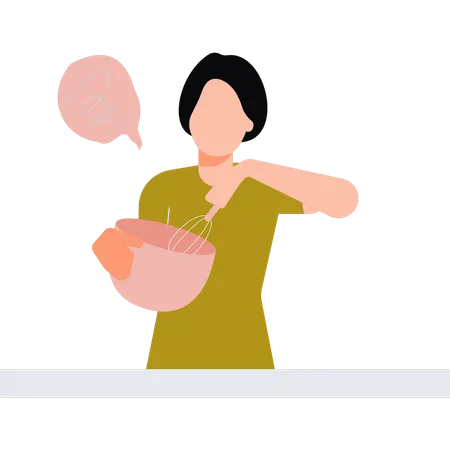 The Girl Is Stirring The Mixture イラスト