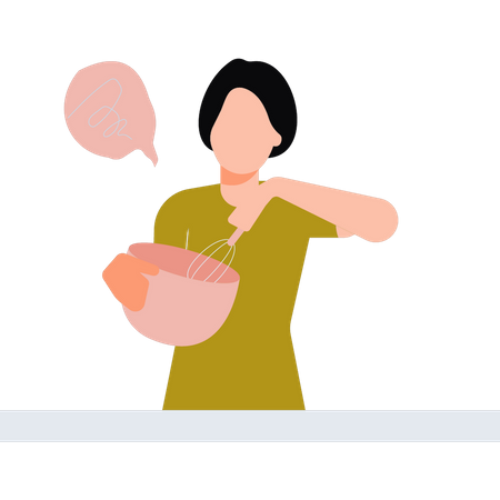 Girl stirring mixture  Illustration