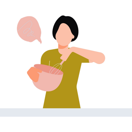 Girl stirring mixture  Illustration