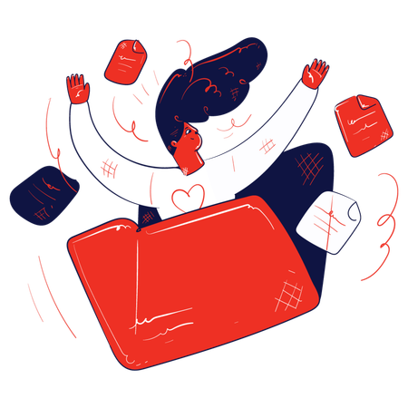 Girl storing data in folder  Illustration