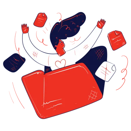 Girl storing data in folder  Illustration