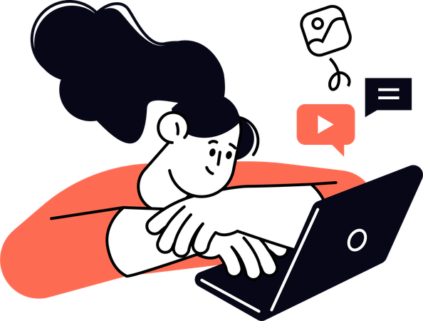 Girl Streaming Video  Illustration