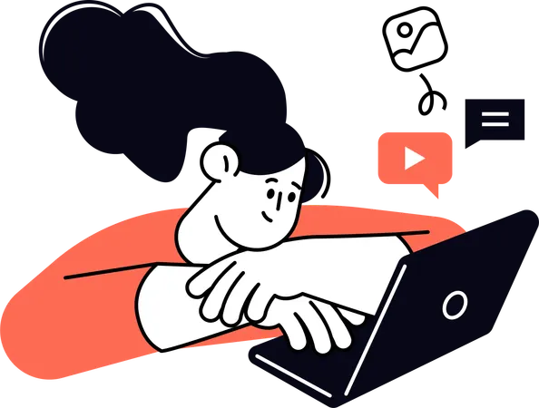 Girl Streaming Video  Illustration