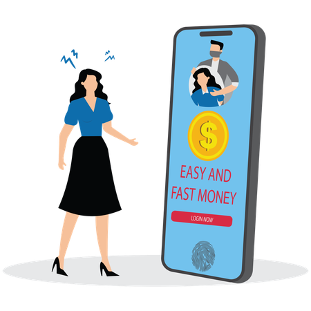 Girl stress for Cyber crime hacker attack internet fraud  Illustration