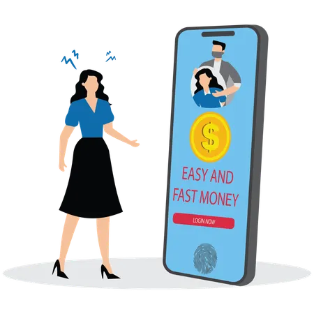 Girl stress for Cyber crime hacker attack internet fraud  Illustration