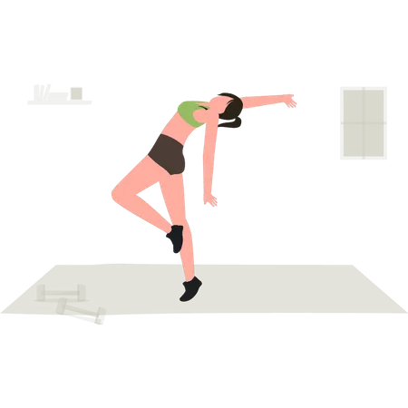 The Girl Is Stretching Her Body For Fitness Illustration