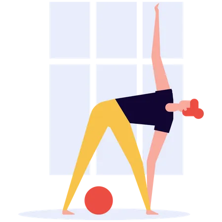 Girl stretching at home  Illustration