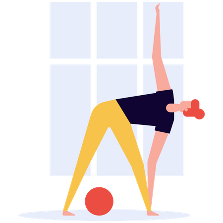 Girl stretching at home  Illustration