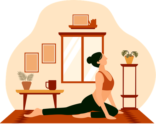 Girl stretching back Illustration