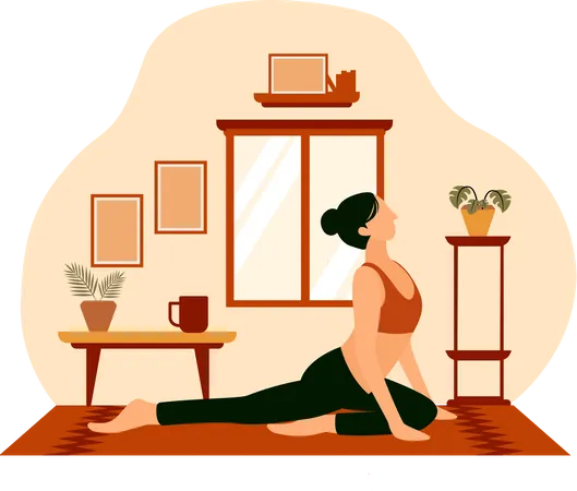 Girl stretching back Illustration