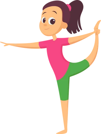 Yoga For Kids Happy Childrens Make Different Exercises Character Illustration Illustration