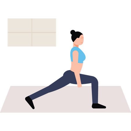 Girl stretching one of her legs backwards Illustration
