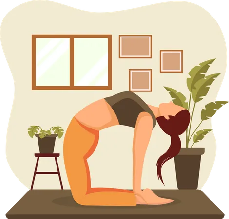 Girl stretching stomach to front  Illustration