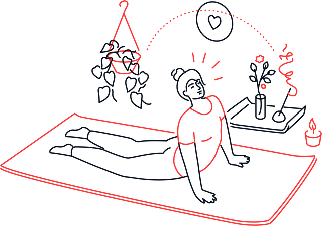 Girl stretching the body relieving tension and fatigue  Illustration