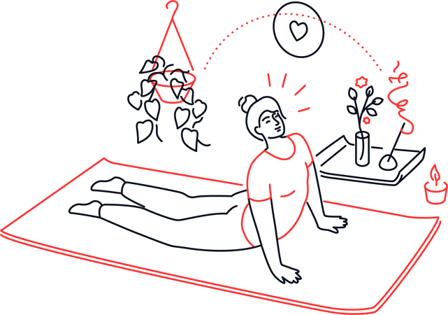 Girl stretching the body relieving tension and fatigue  Illustration