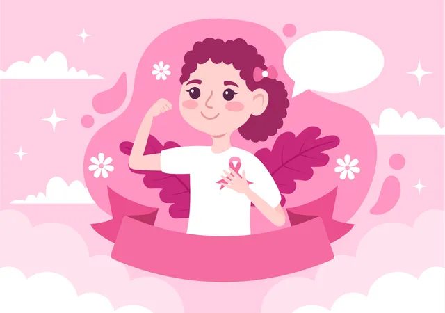 Girl strong with Breast Cancer Awareness Illustration