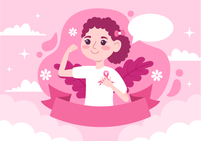 Girl strong with Breast Cancer Awareness  Illustration