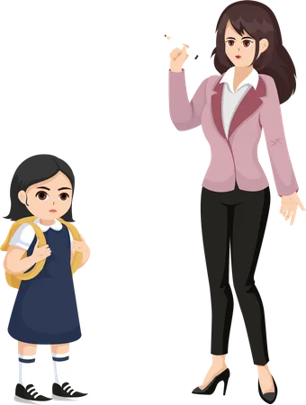Girl Student and Teacher  Illustration