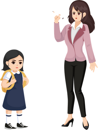 Girl Student and Teacher  Illustration