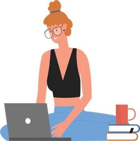 Girl student attending online class  Illustration