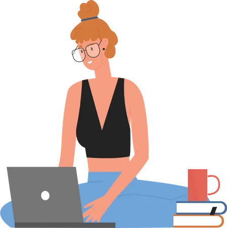 Girl student attending online class  Illustration