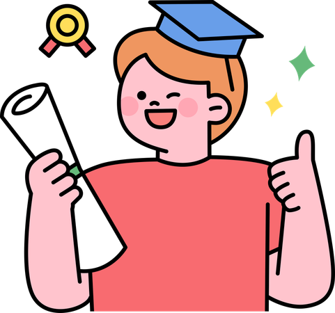 Girl student completing graduation  Illustration