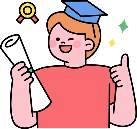 Girl student completing graduation  Illustration