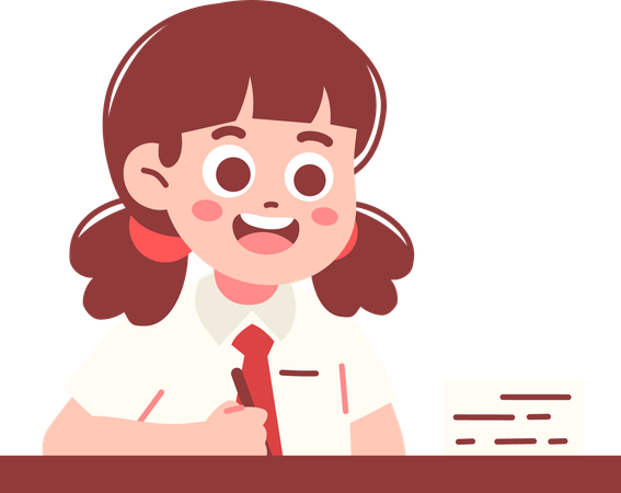 宿題をしている女子生徒  イラスト