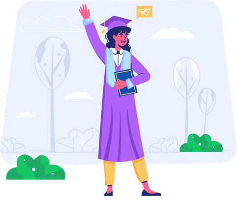 Girl student getting graduated at college  Illustration