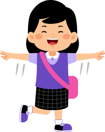 Girl student going to school  Illustration