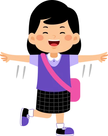 Girl student going to school  Illustration