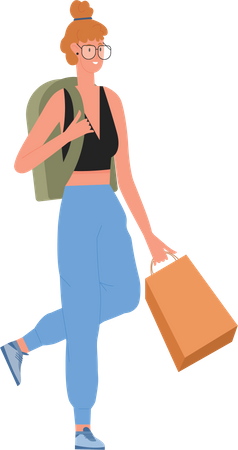 Girl student going to school  Illustration