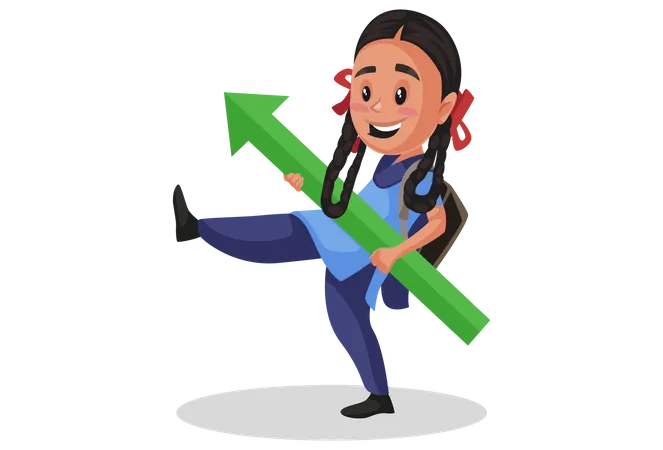 Girl student holding arrow in her hand Illustration