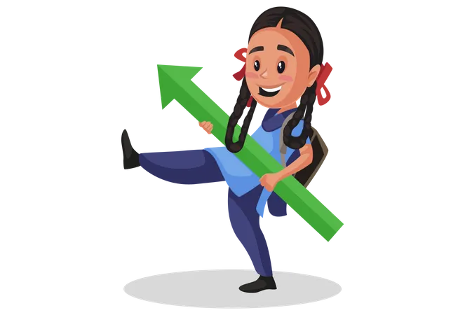 Girl student holding arrow in her hand  Illustration